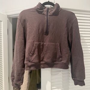 SKIMS Chocolate Brown Half-Zip Hoodie